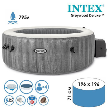 28440 INTEX SPA бассейн GREYWOODDELUXE, 196 х 71 см, 220-240V, от 6 лет, 