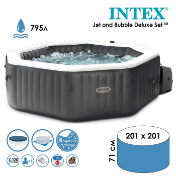 28458 intex .SPA бассейн JET AND BUBBLE DELUXE SET, 201 x 71 см, 220-240V, от 6 лет